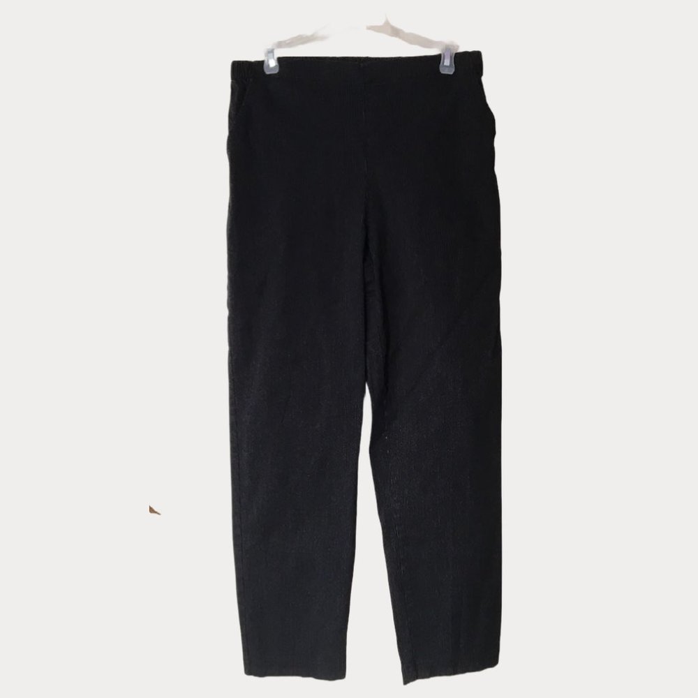 Croft & Barrow Black Pinstriped Pull-on Pants | Women | Size: 14P Regular